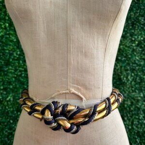 Vintage Boho Navy Gold Silver Rope Twisted Twist